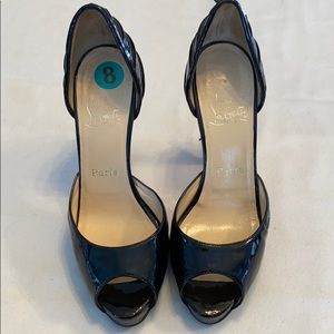Christian Louboutin Sz-8 patent leather peep toe